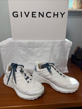 Givenchy White Sneakers with Navy Accents